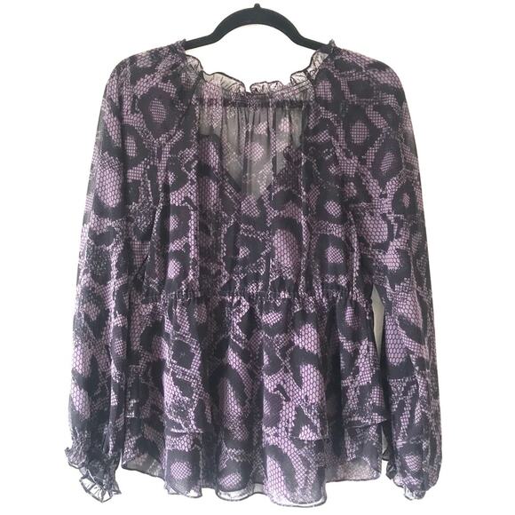 Rebecca Taylor Snake Skin Print Top Blouse - Picture 2 of 13